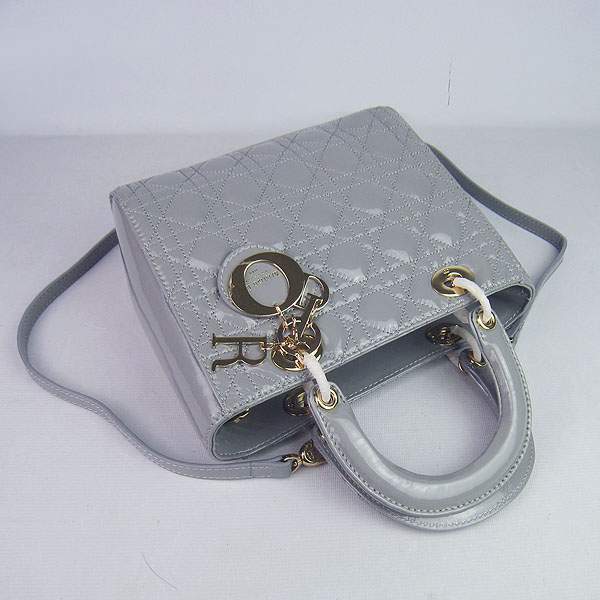 Christian Dior 1887 Patent Leather Shoulder Bag-Gray - Click Image to Close